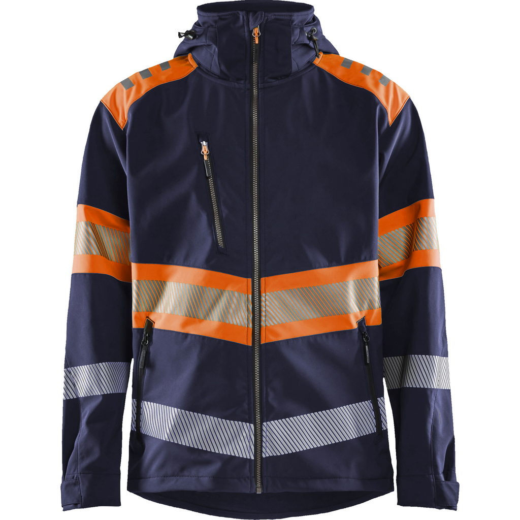 Blaklader High Vis Softshell Jacket, Navy/Orange