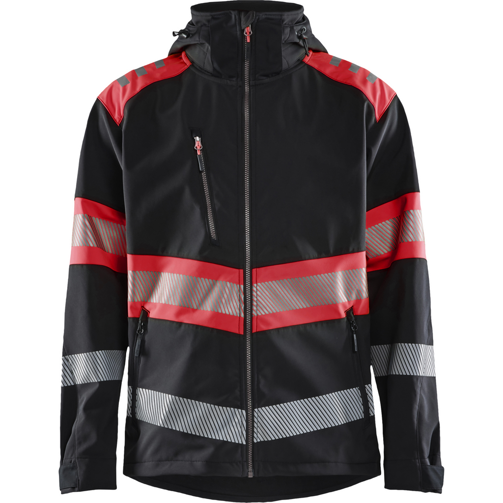 Blaklader High Vis Softshell Jacket, Black/High Vis Red