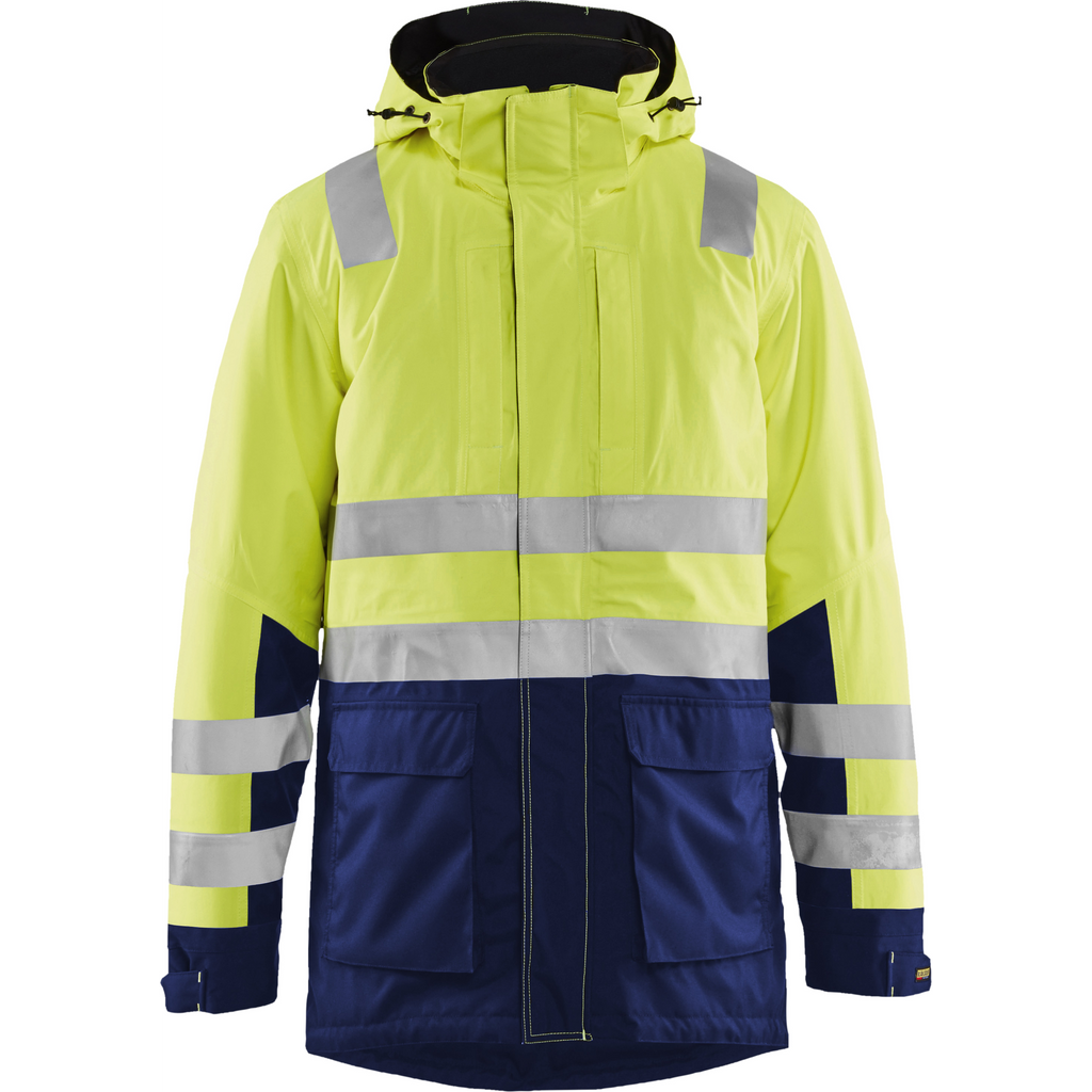 Blaklader High Vis Winter Parka, Yellow/Navy Blue