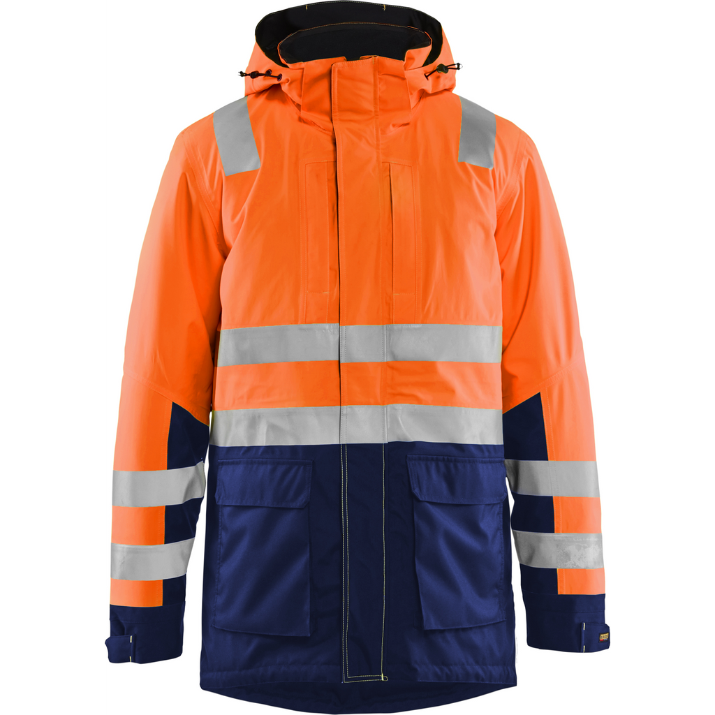 Blaklader High Vis Winter Parka, Orange/Navy Blue