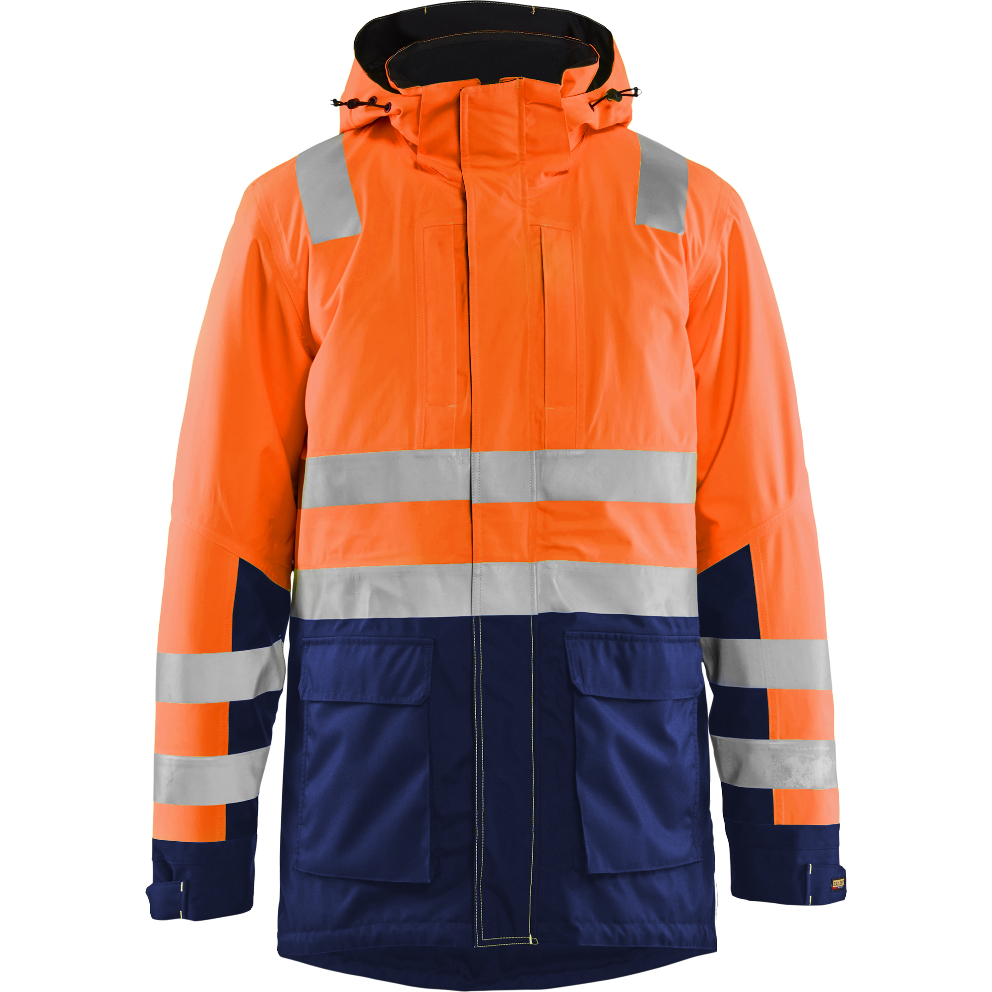 Blaklader High Vis Winter Parka, Orange/Navy Blue