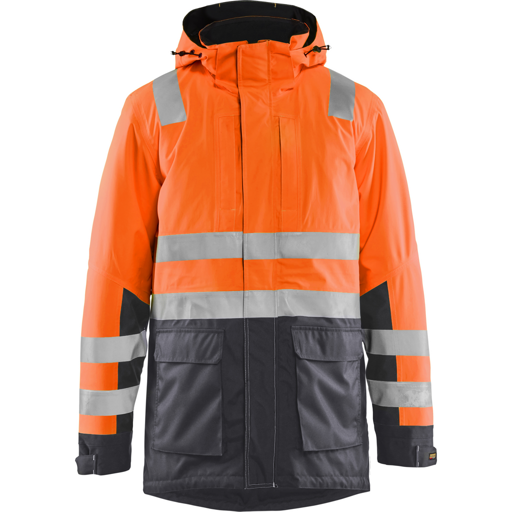 Blaklader High Vis Winter Parka, Orange/Medium Grey
