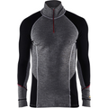Blaklader XWARM Merino Wool Zip Undershirt, Medium Grey/Black