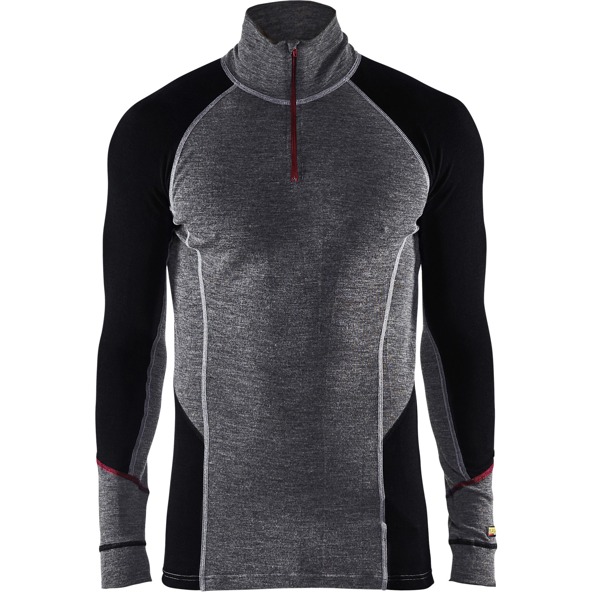 Blaklader XWARM Merino Wool Zip Undershirt, Medium Grey/Black