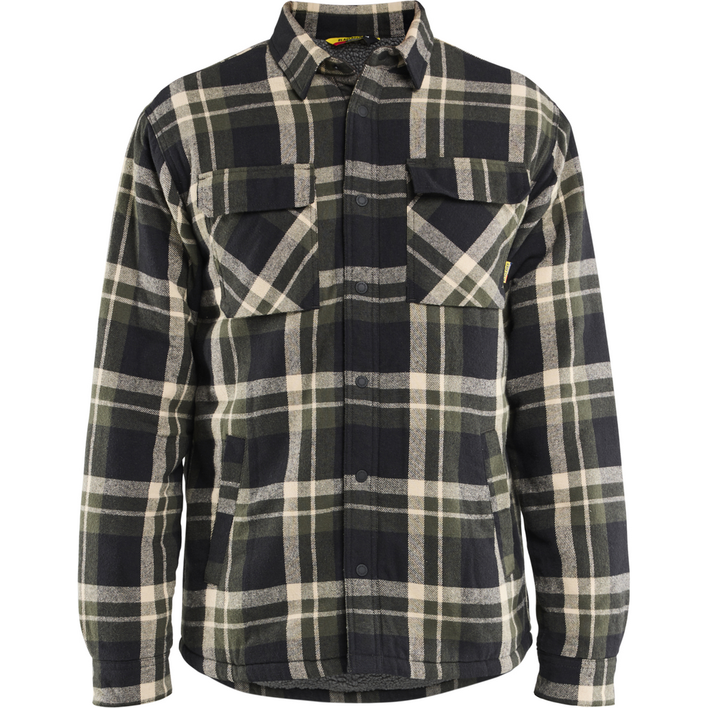 Blaklader Pile Lined Flannel Shirt, Forest Green/Black