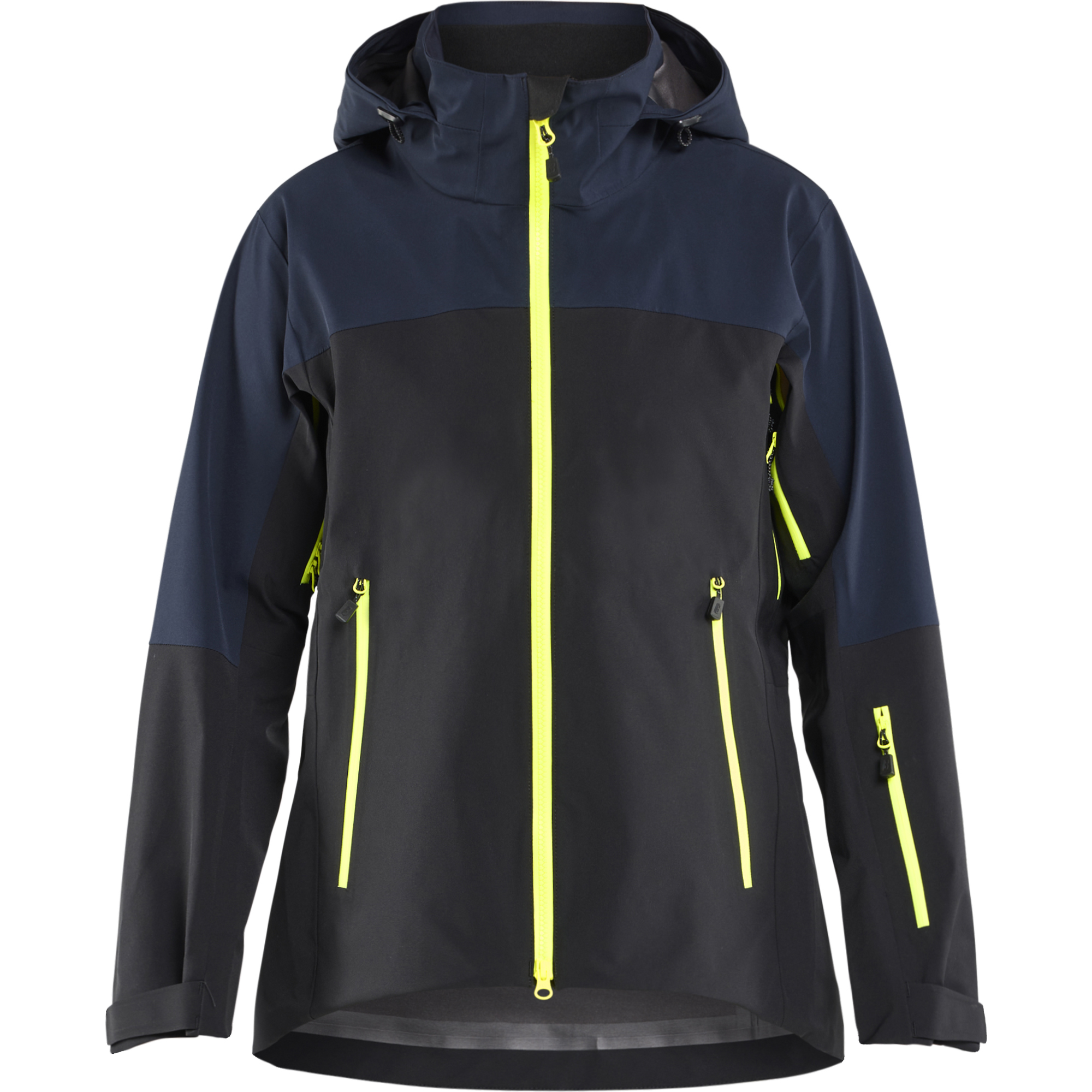 Blaklader Striker Ladies Stretch Shell Jacket, Dark Navy/High Vis Yellow