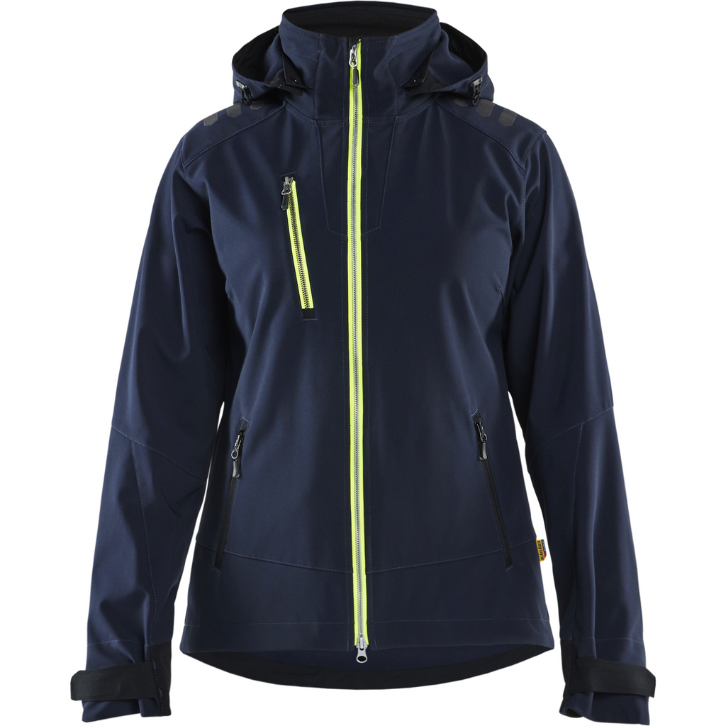 Blaklader Women's Softshell Jacket, Dark Navy/Yellow