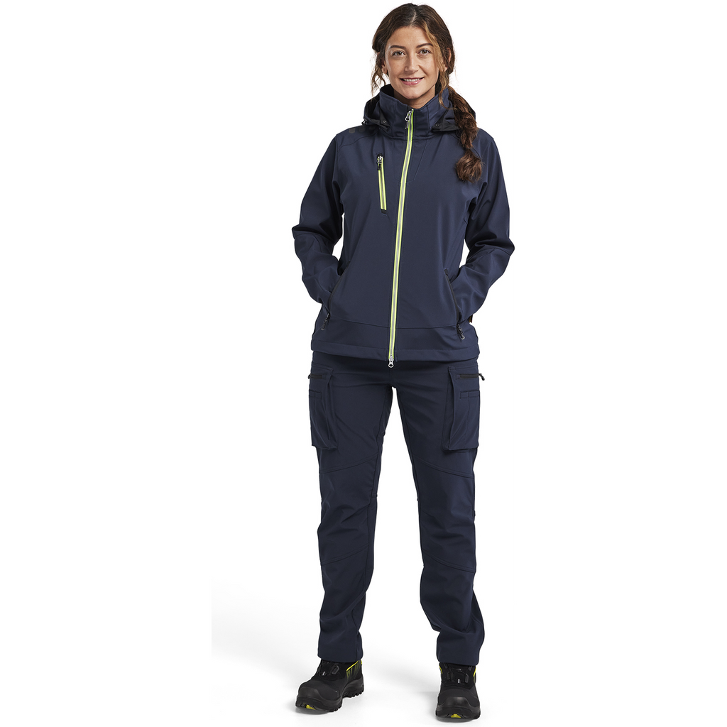 Blaklader Women's Softshell Jacket, Dark Navy/Yellow (5)