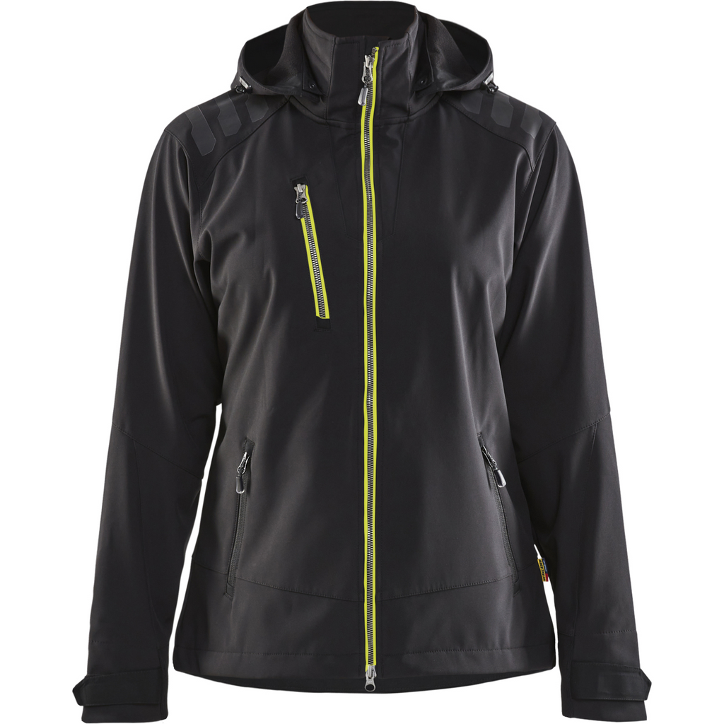 Blaklader Women's Softshell Jacket, Black/Yellow