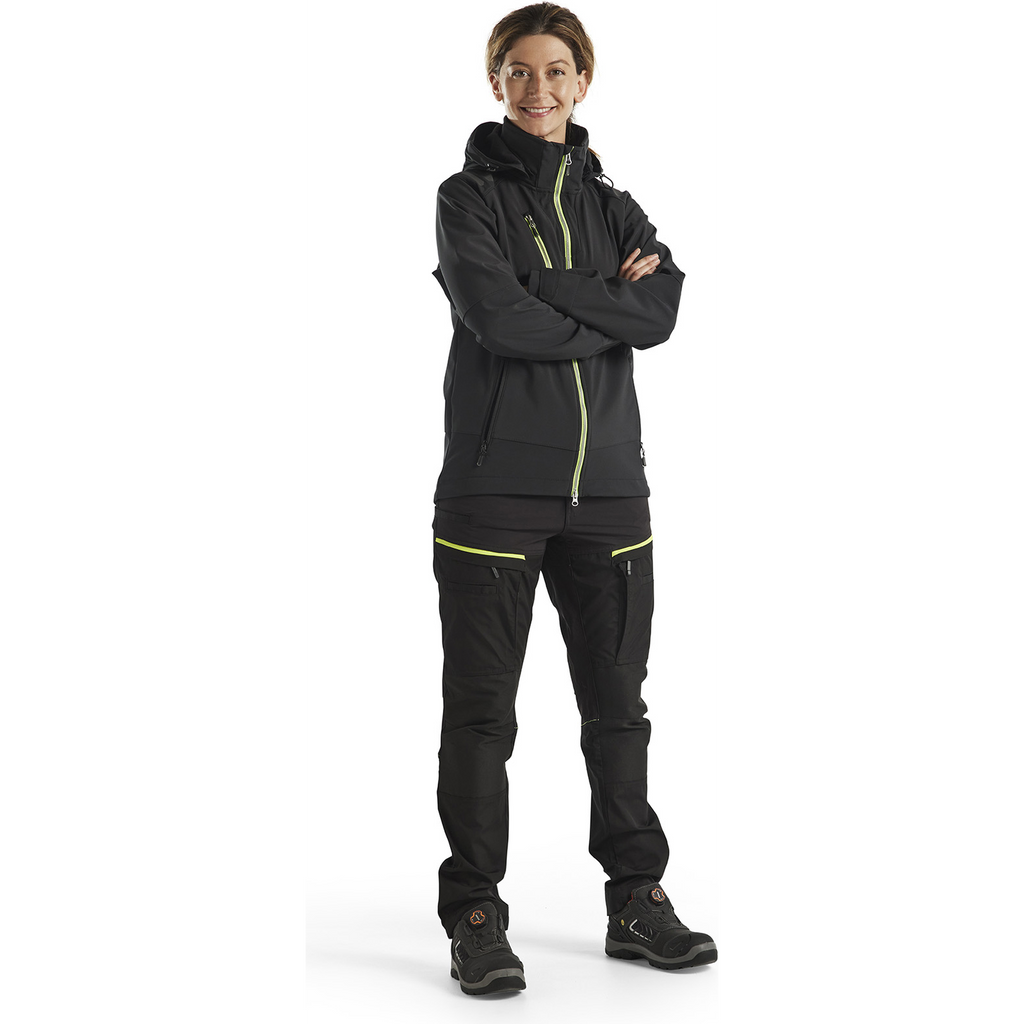 Blaklader Women's Softshell Jacket, Black/Yellow (5)