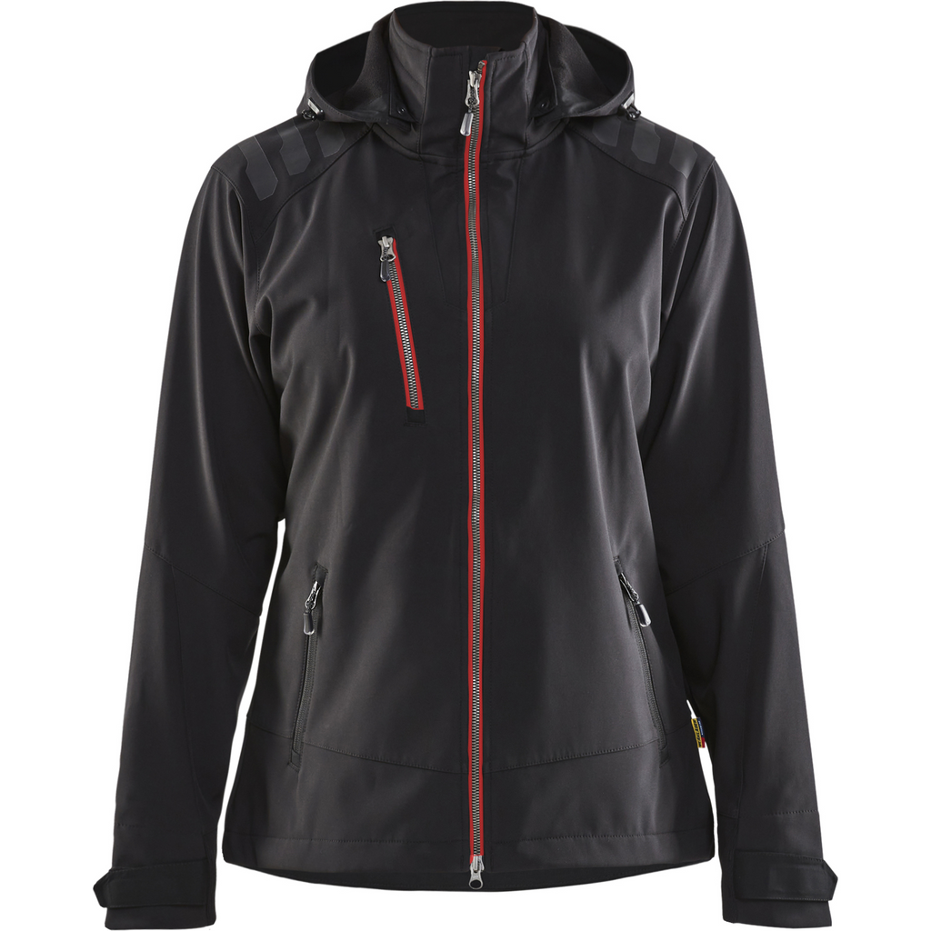 Blaklader Ladies Softshell Jacket, Black/Red