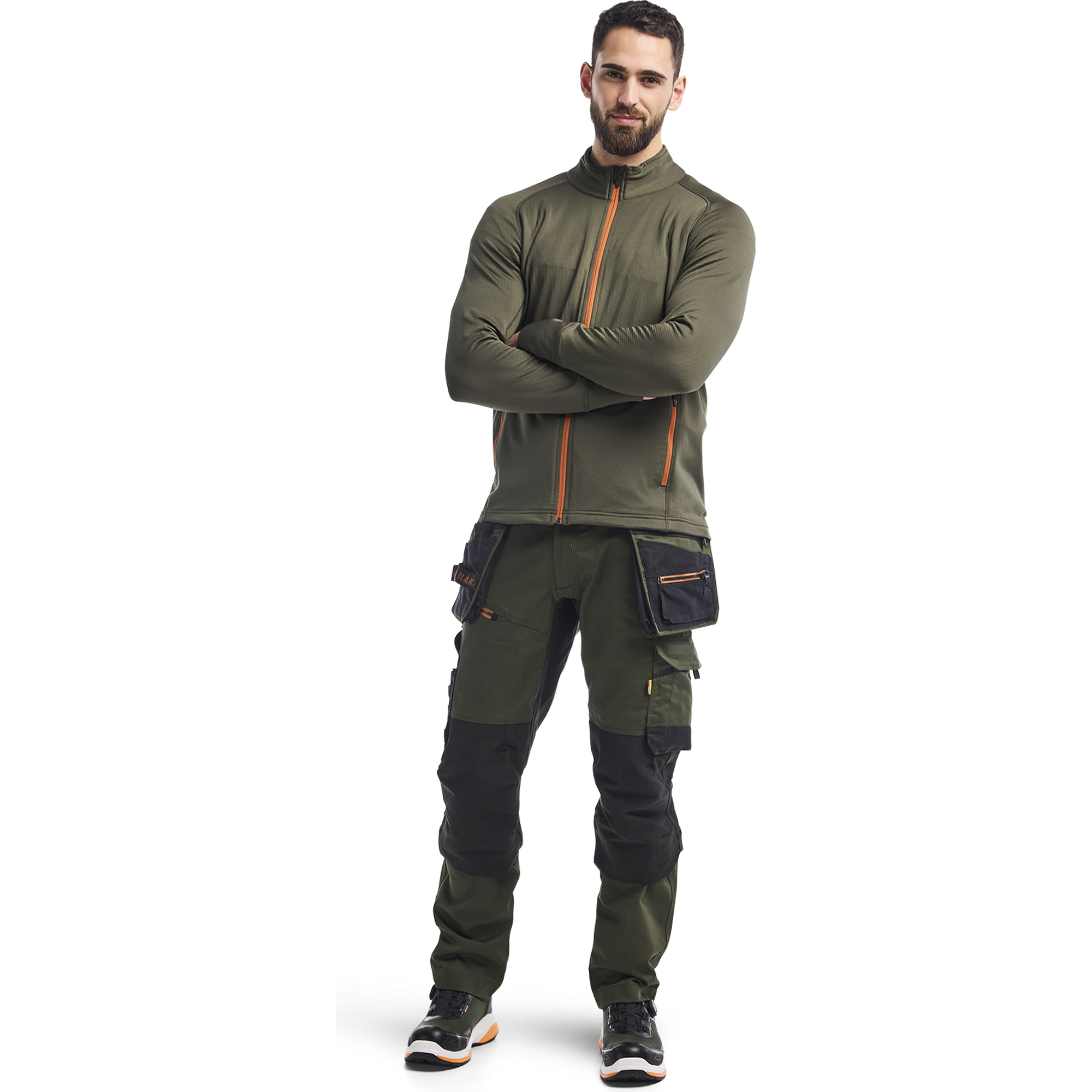 Blaklader STRIKER Fleece Jacket, Forest Green/Rust (5)