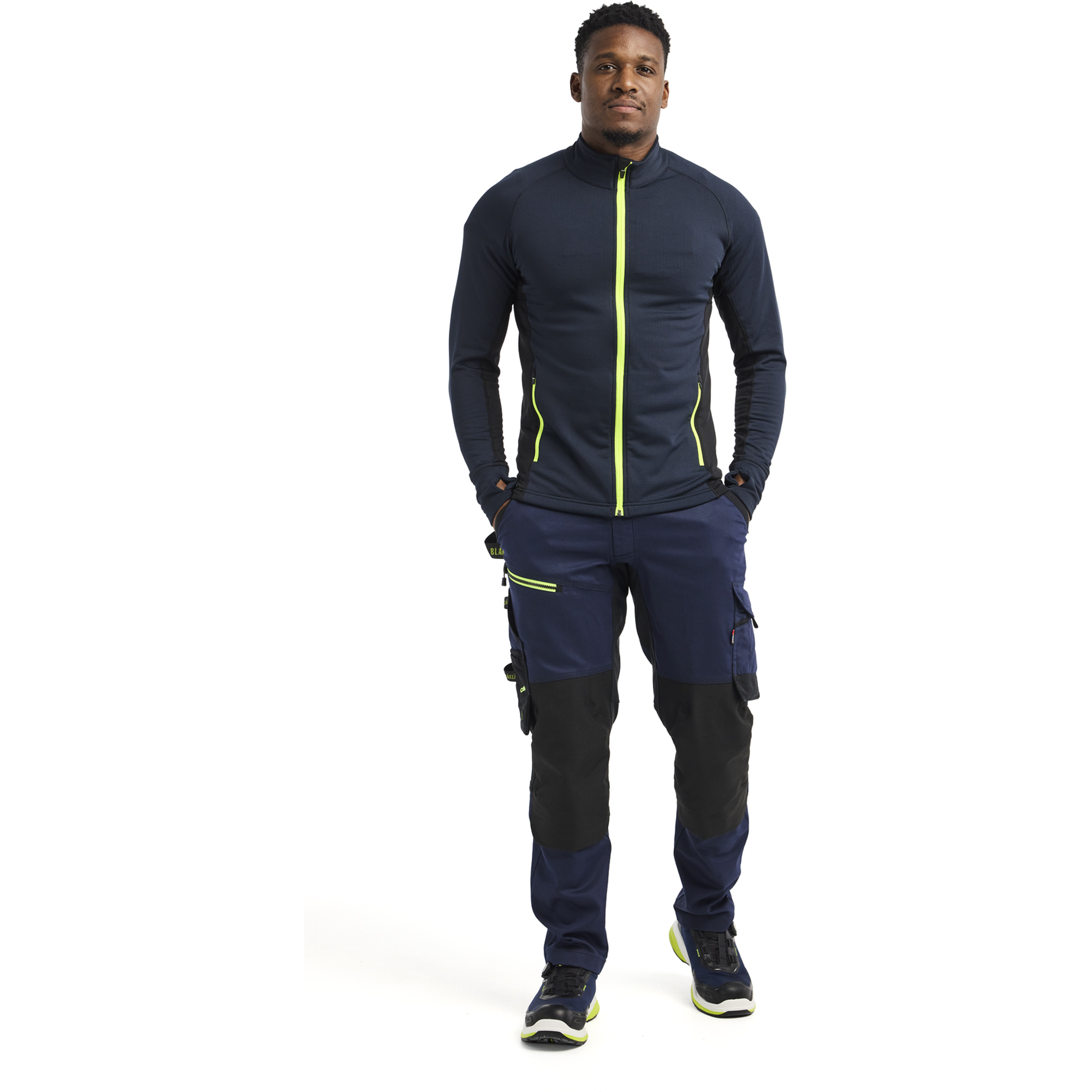 Blaklader STRIKER Fleece Jacket, Dark Navy/High Vis Yellow (5)