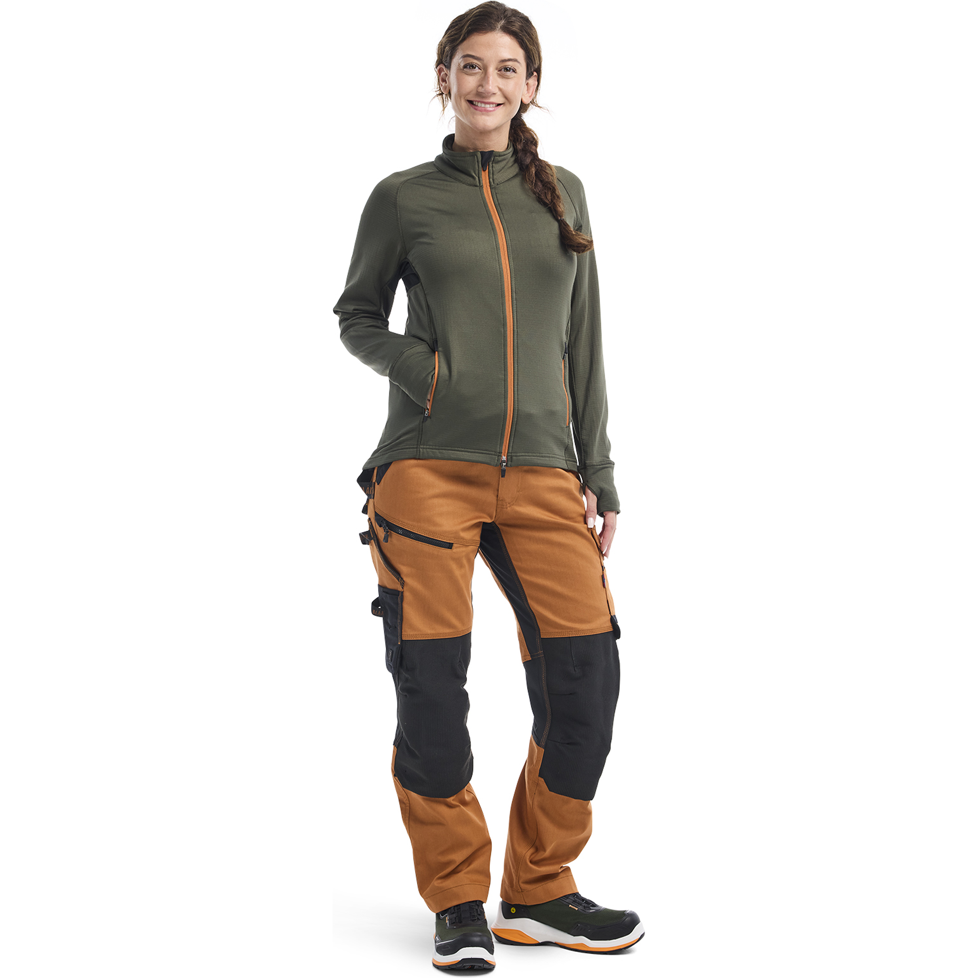 Blaklader STRIKER Women's Fleece Jacket, Forest Green/Rust (5)