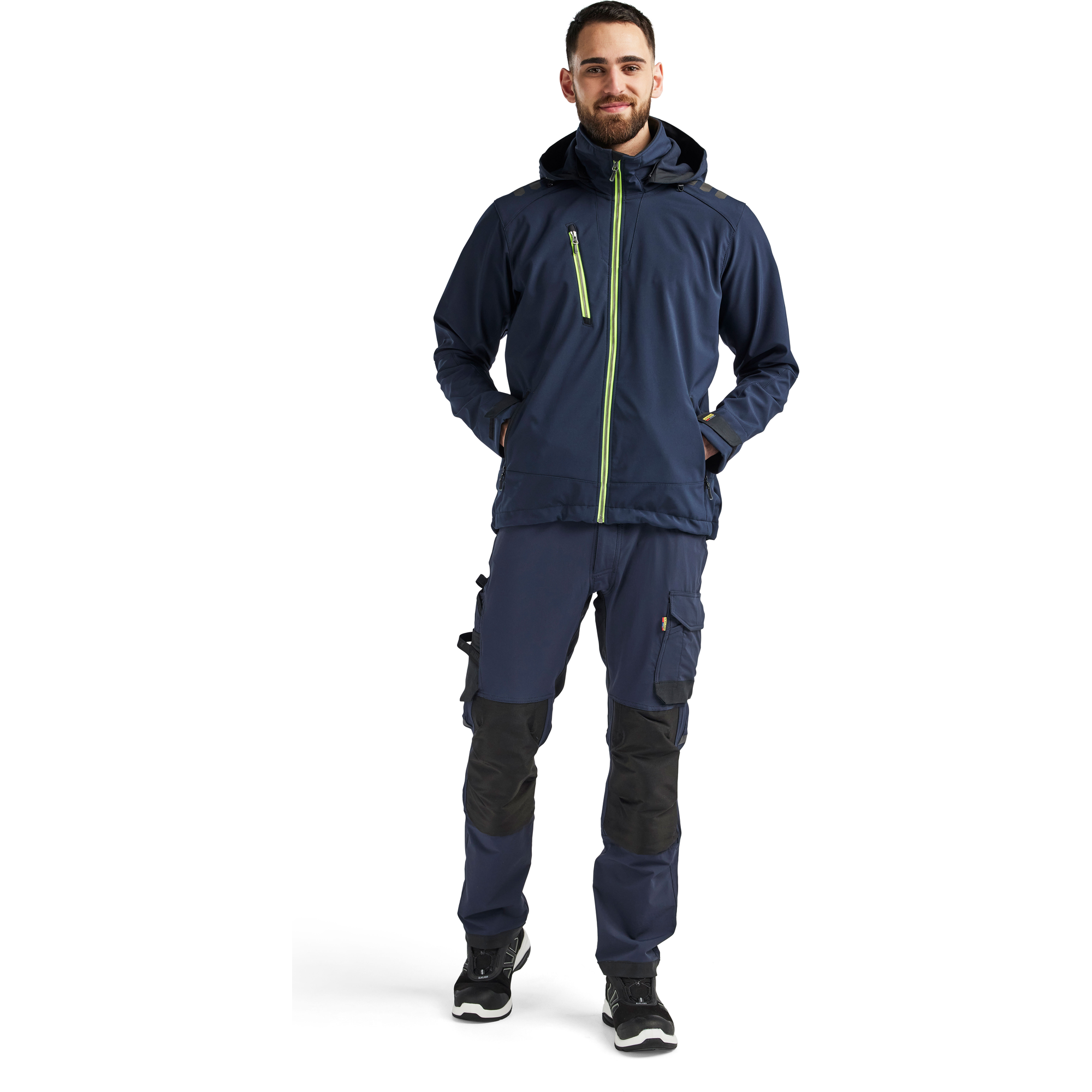 Blaklader Softshell Jacket, Dark Navy/Yellow (5)