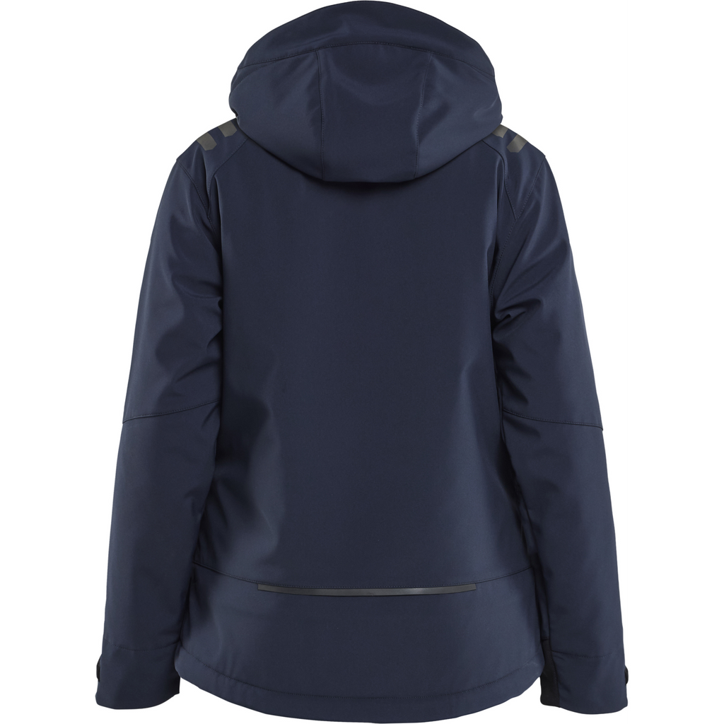 Blaklader Women's Lightly Lined Softshell Winter Jacket, Dark Navy/High Vis Yellow (4)