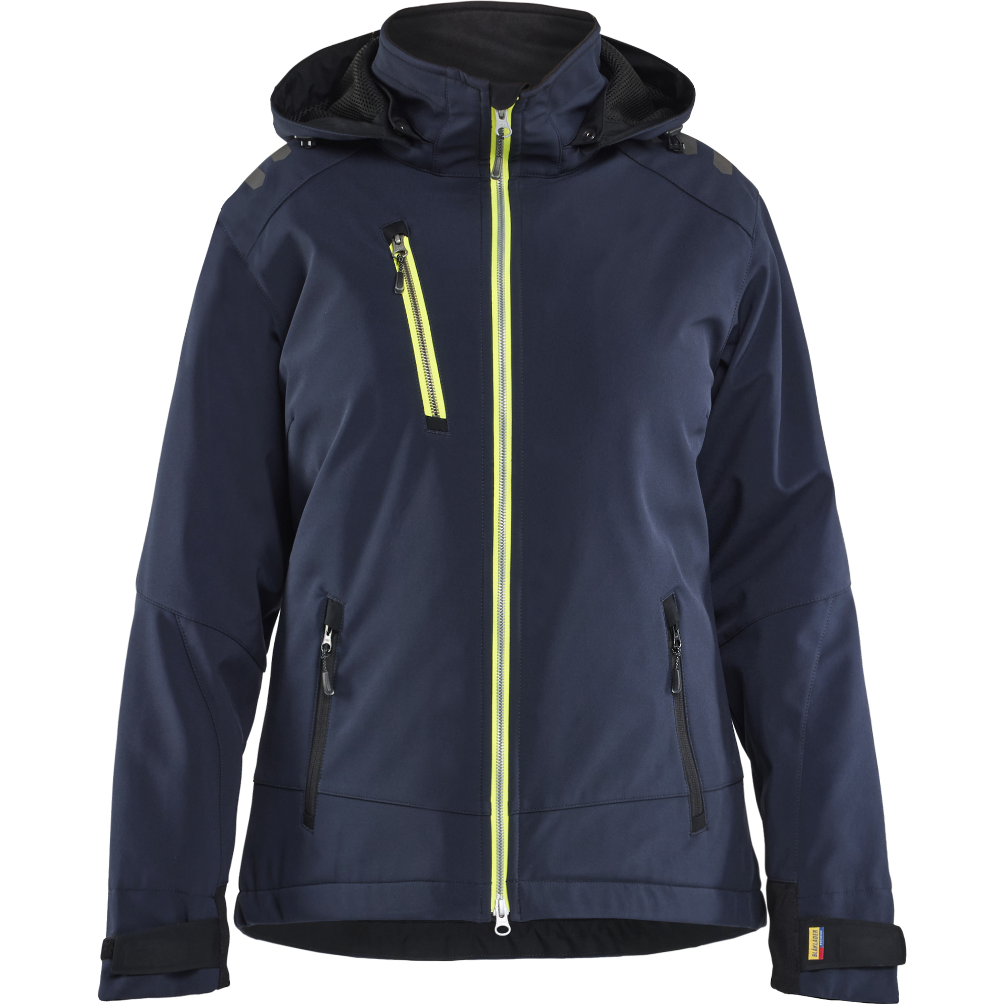 Blaklader Women's Lightly Lined Softshell Winter Jacket, Dark Navy/High Vis Yellow