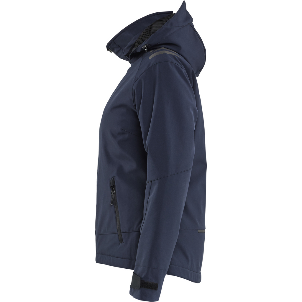 Blaklader Women's Lightly Lined Softshell Winter Jacket, Dark Navy/High Vis Yellow (3)