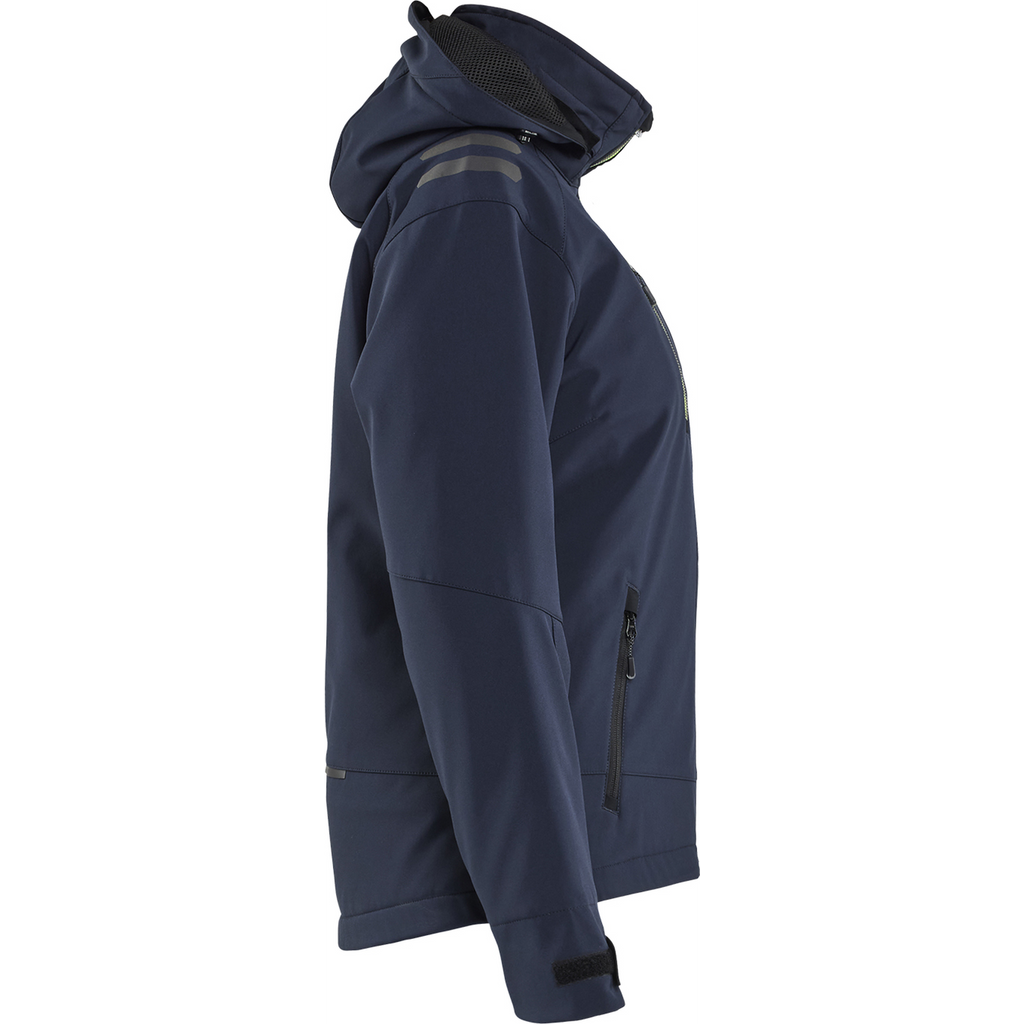 Blaklader Women's Lightly Lined Softshell Winter Jacket, Dark Navy/High Vis Yellow (2)
