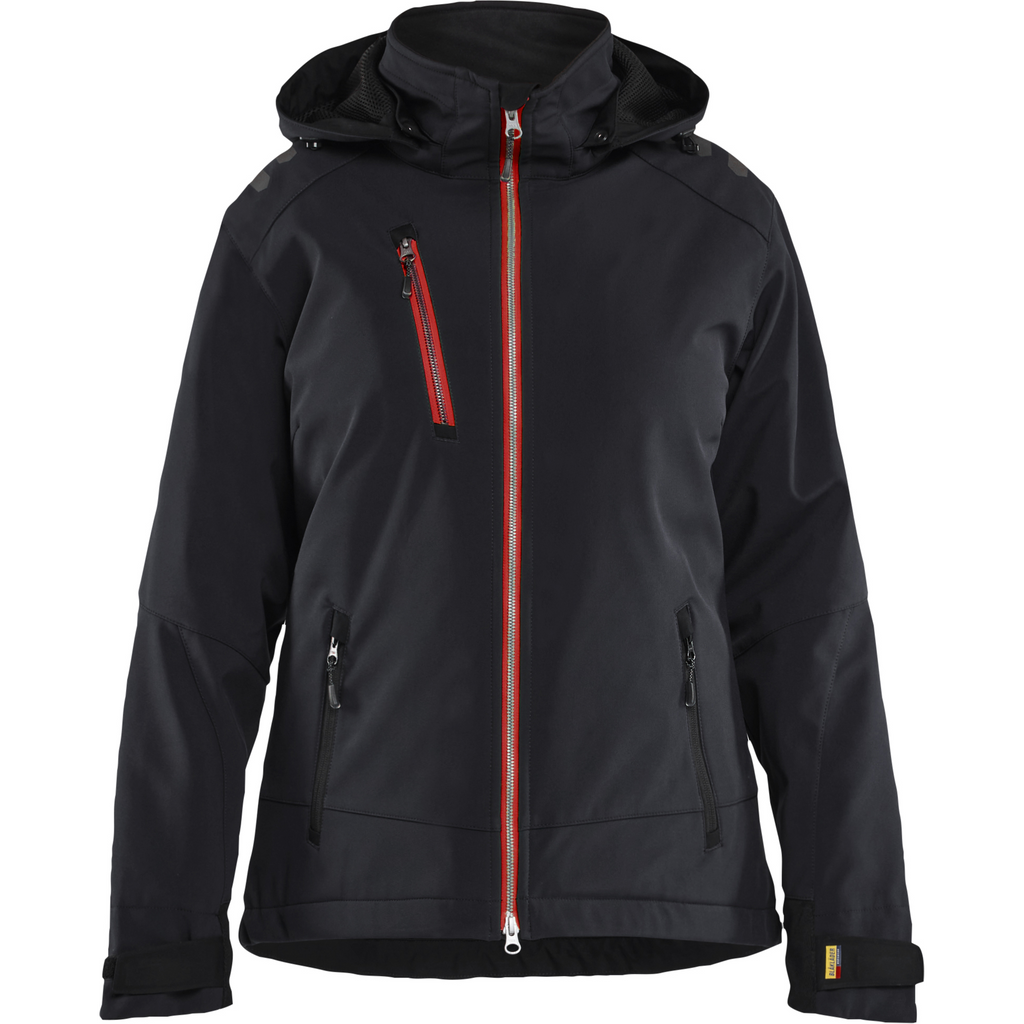 Blaklader Women's Softshell Winter Jacket Lightly Lined, Black/Red