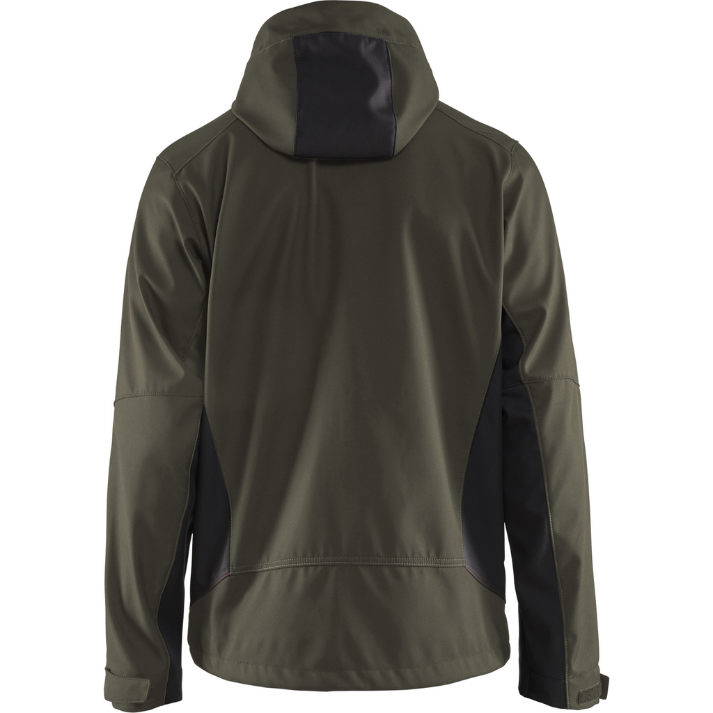 Blaklader Softshell Jacket with Hood, Dark Olive Green/Black (4)