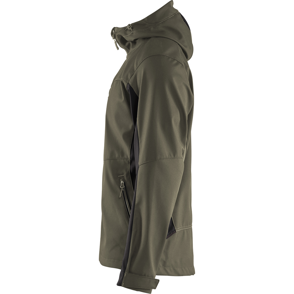 Blaklader Softshell Jacket with Hood, Dark Olive Green/Black (3)