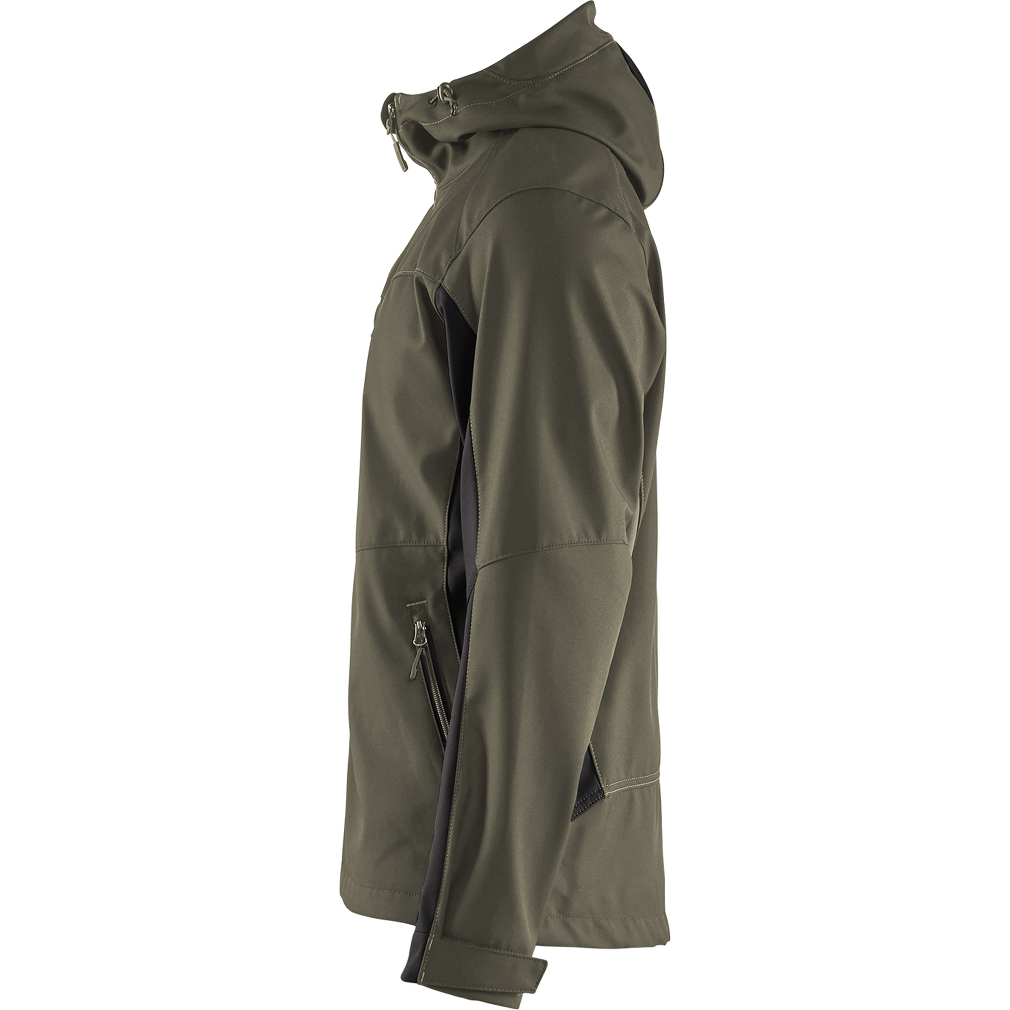 Blaklader Softshell Jacket with Hood, Dark Olive Green/Black (3)