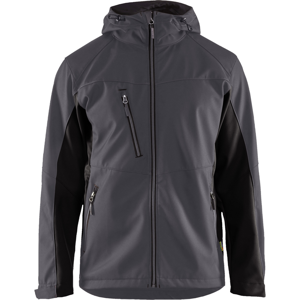 Blaklader Softshell Jacket with Hood, Medium Grey/Black