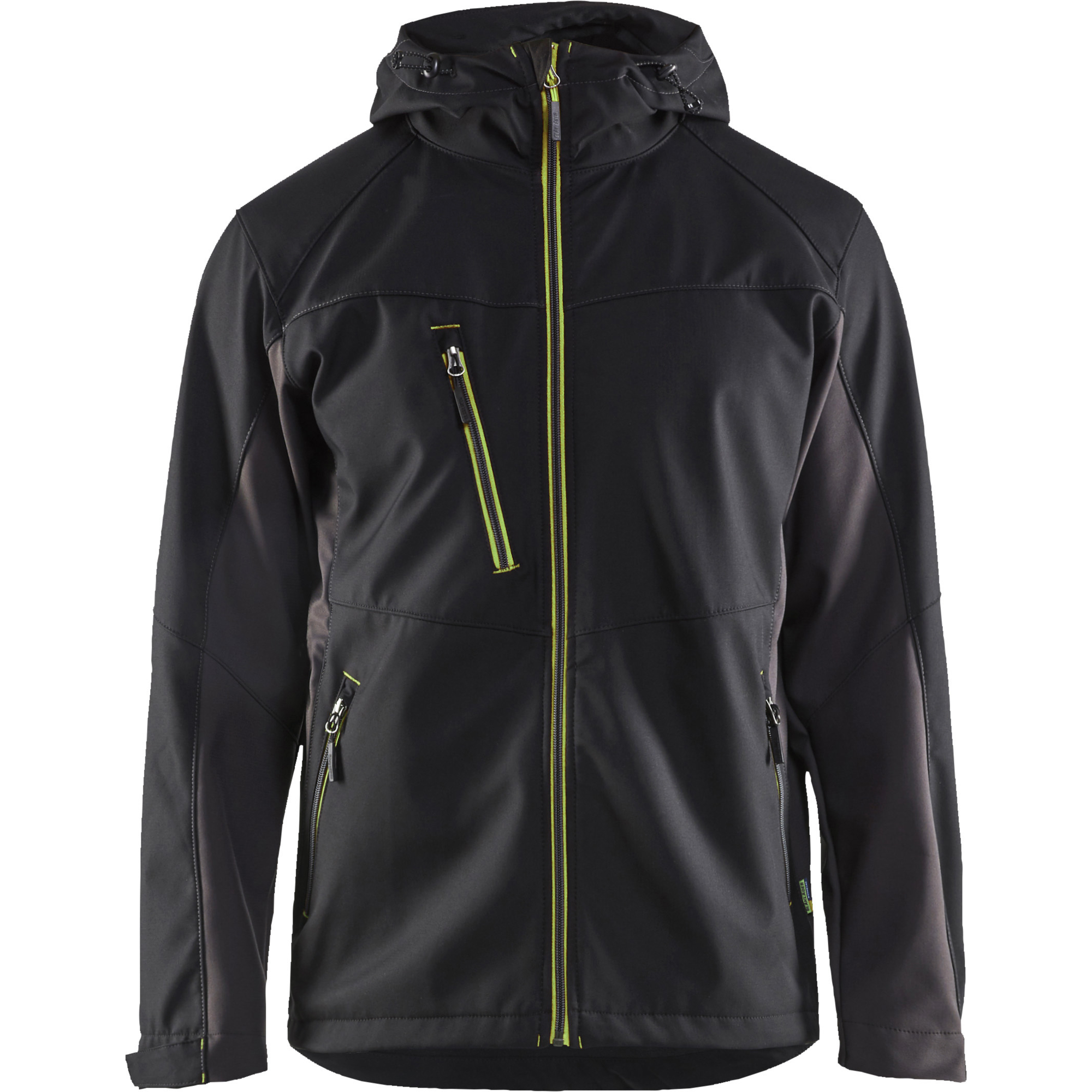 Blaklader Softshell Jacket with Hood, Black/Yellow