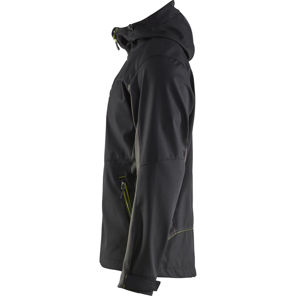 Blaklader Softshell Jacket with Hood, Black/Yellow (3)