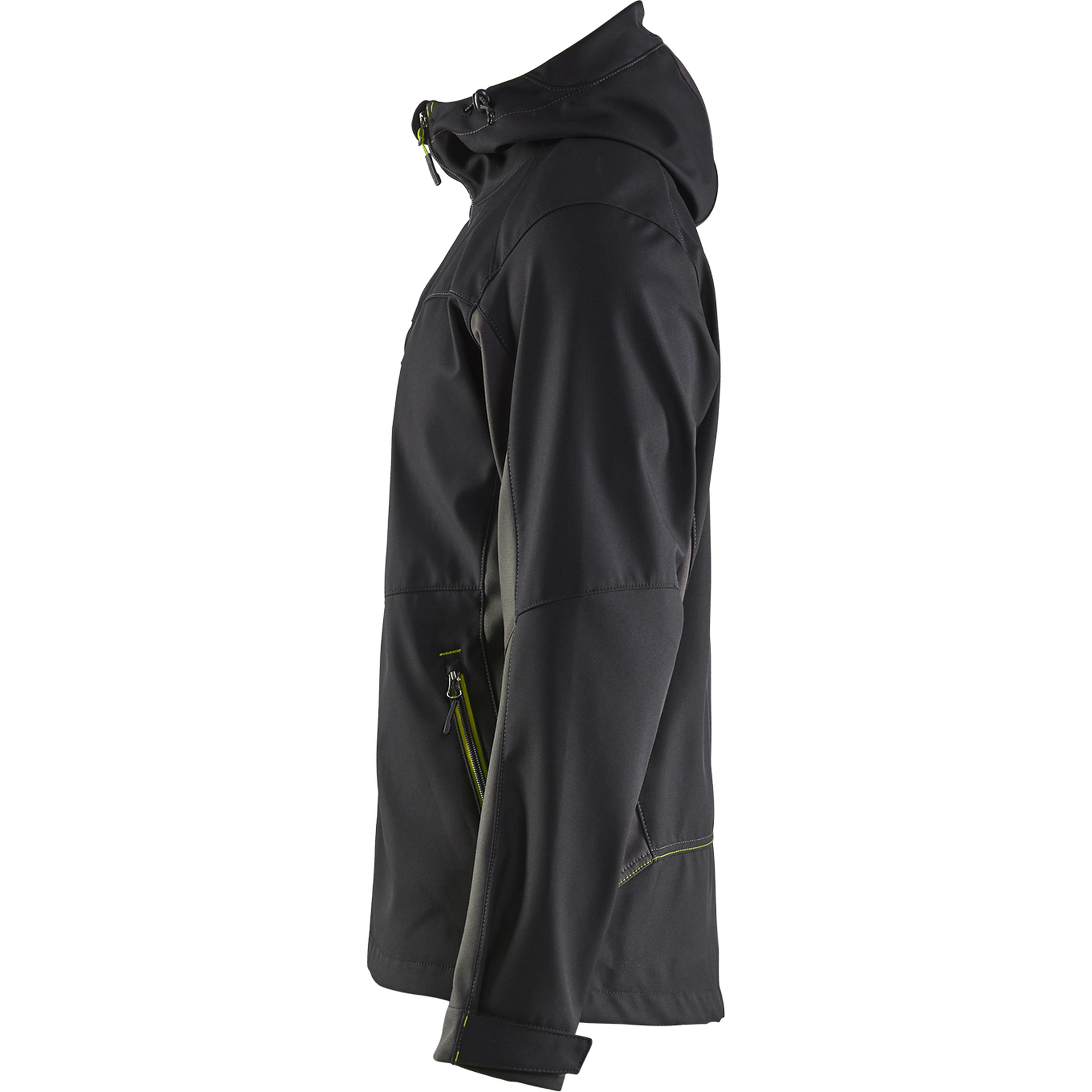 Blaklader Softshell Jacket with Hood, Black/Yellow (3)