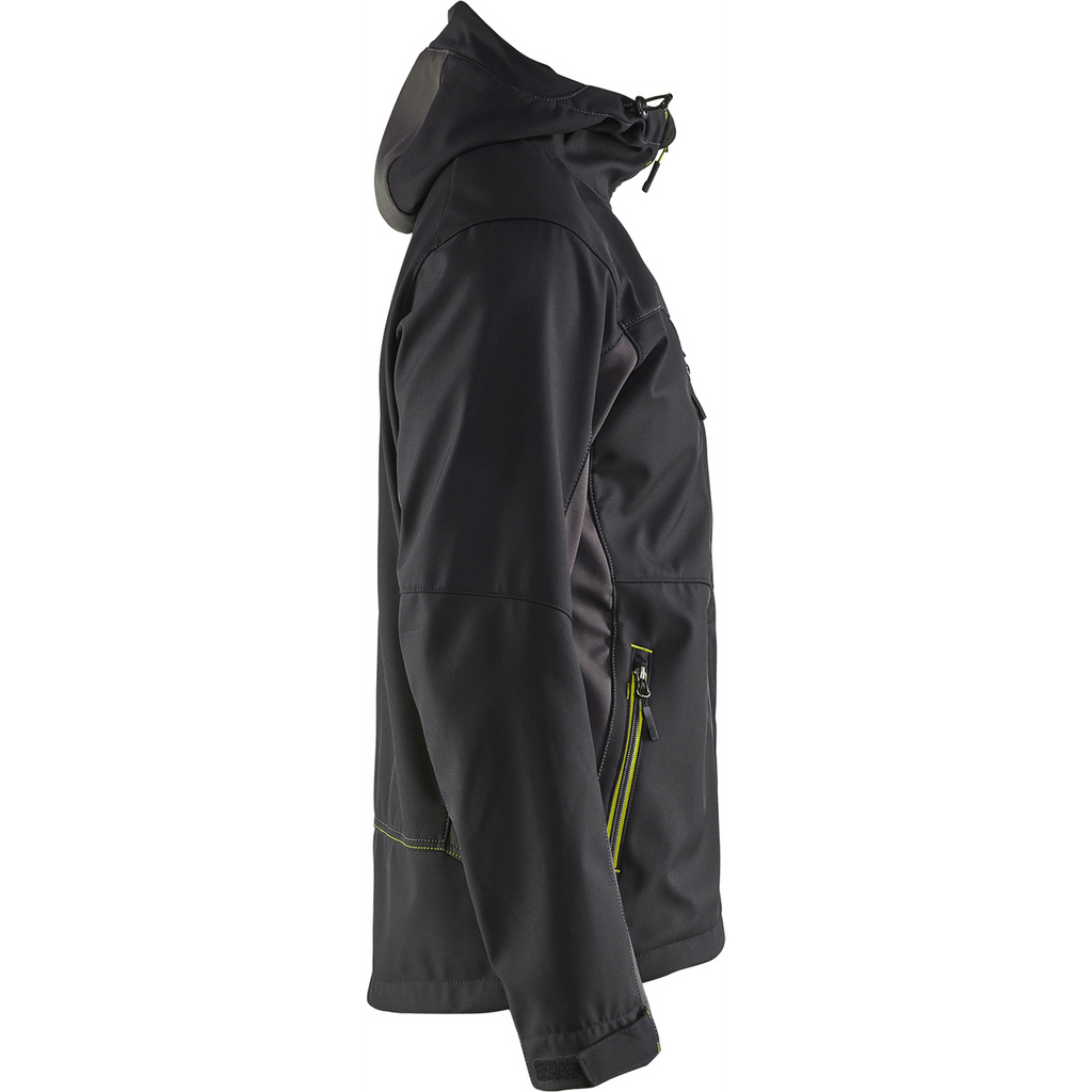 Blaklader Softshell Jacket with Hood, Black/Yellow (2)