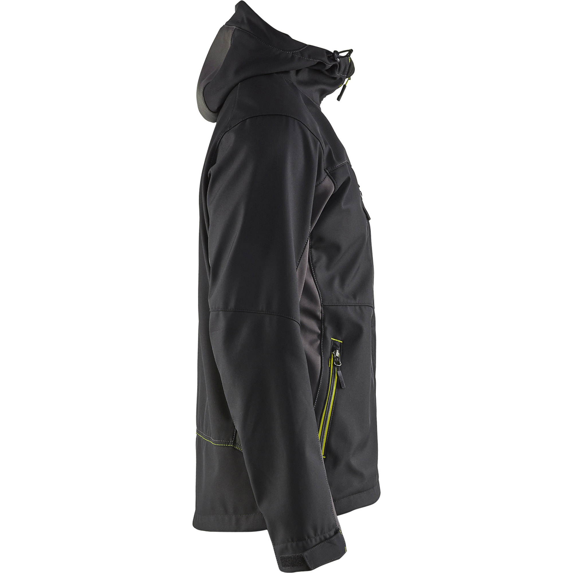 Blaklader Softshell Jacket with Hood, Black/Yellow (2)