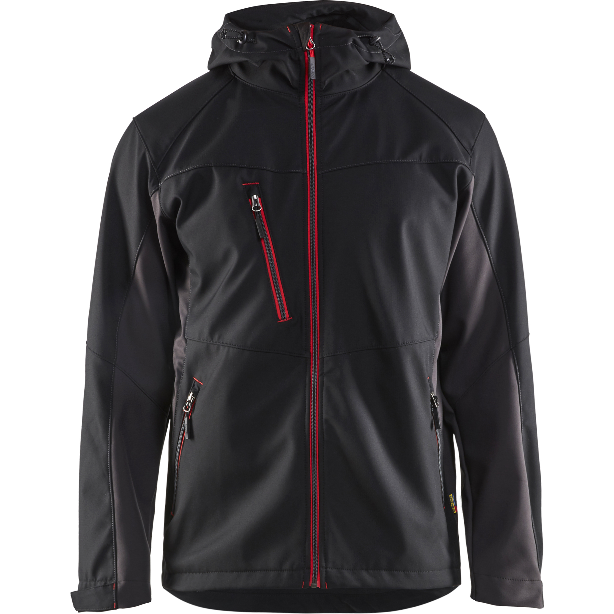 Blaklader Softshell Jacket with Hood, Black/Red