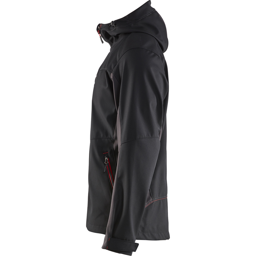 Blaklader Softshell Jacket with Hood, Black/Red (3)