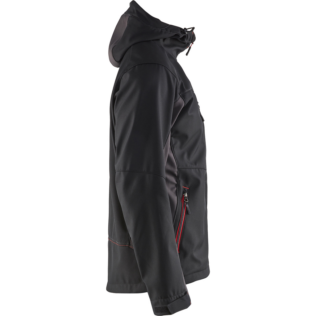 Blaklader Softshell Jacket with Hood, Black/Red (2)