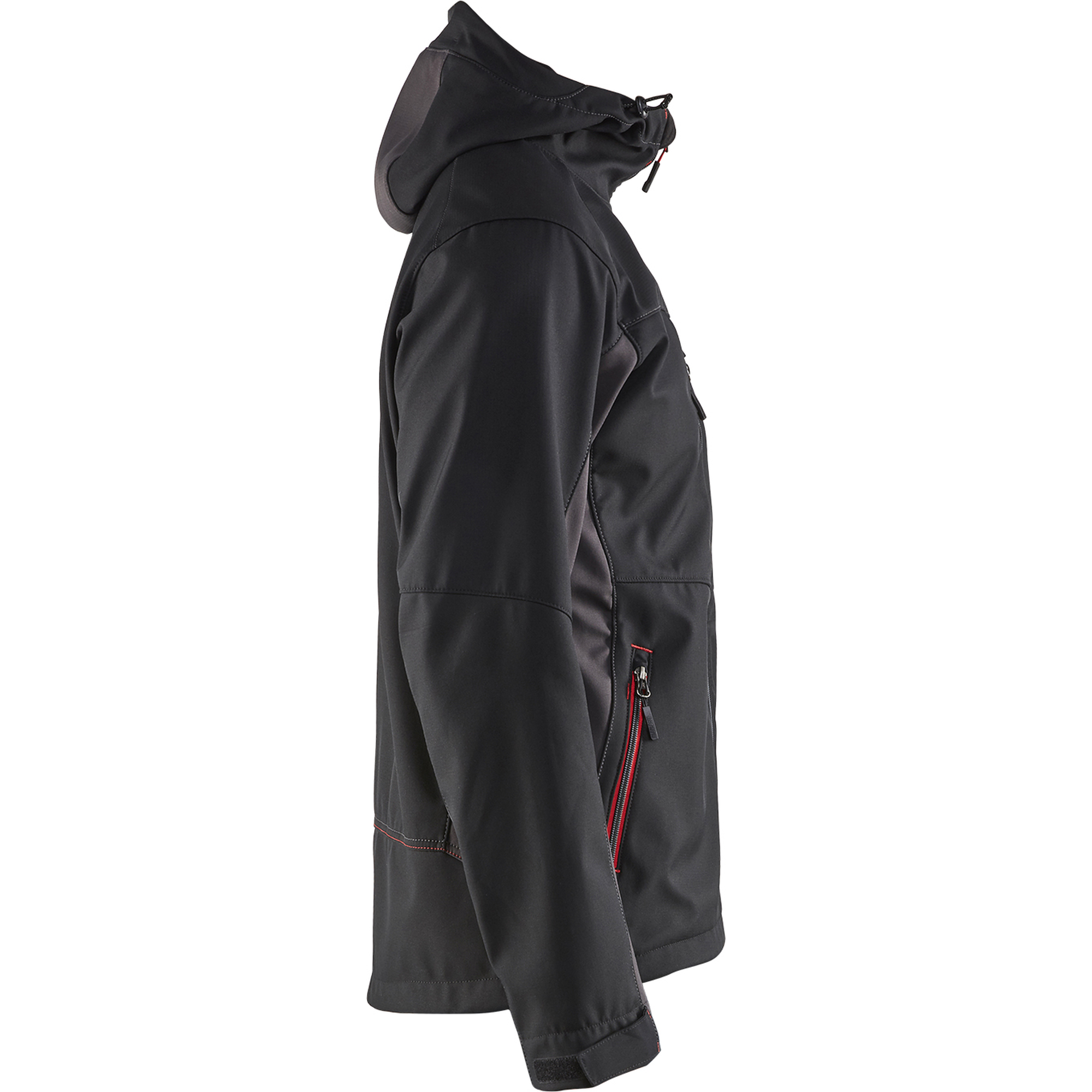 Blaklader Softshell Jacket with Hood, Black/Red (2)