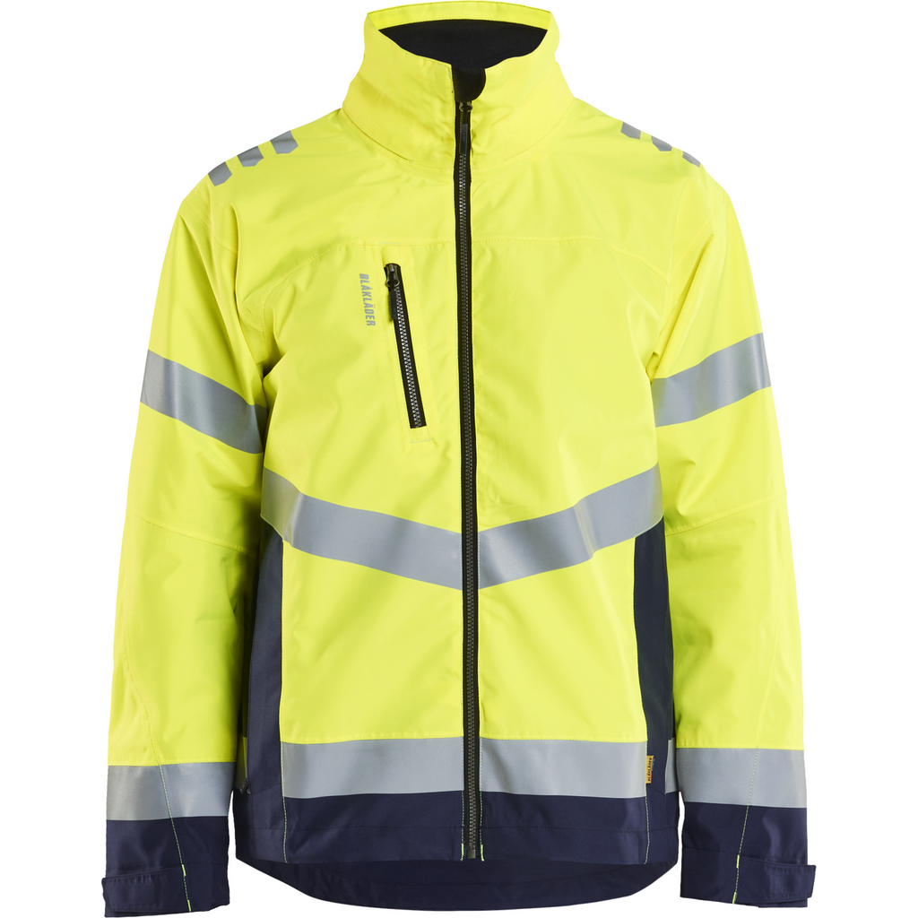 Blaklader High Vis Shell Jacket, Yellow/Navy Blue