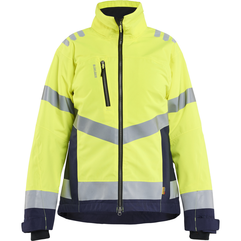 Blaklader Women's High Vis Winter Jacket Lightly Lined, High Vis Yellow/Navy Blue