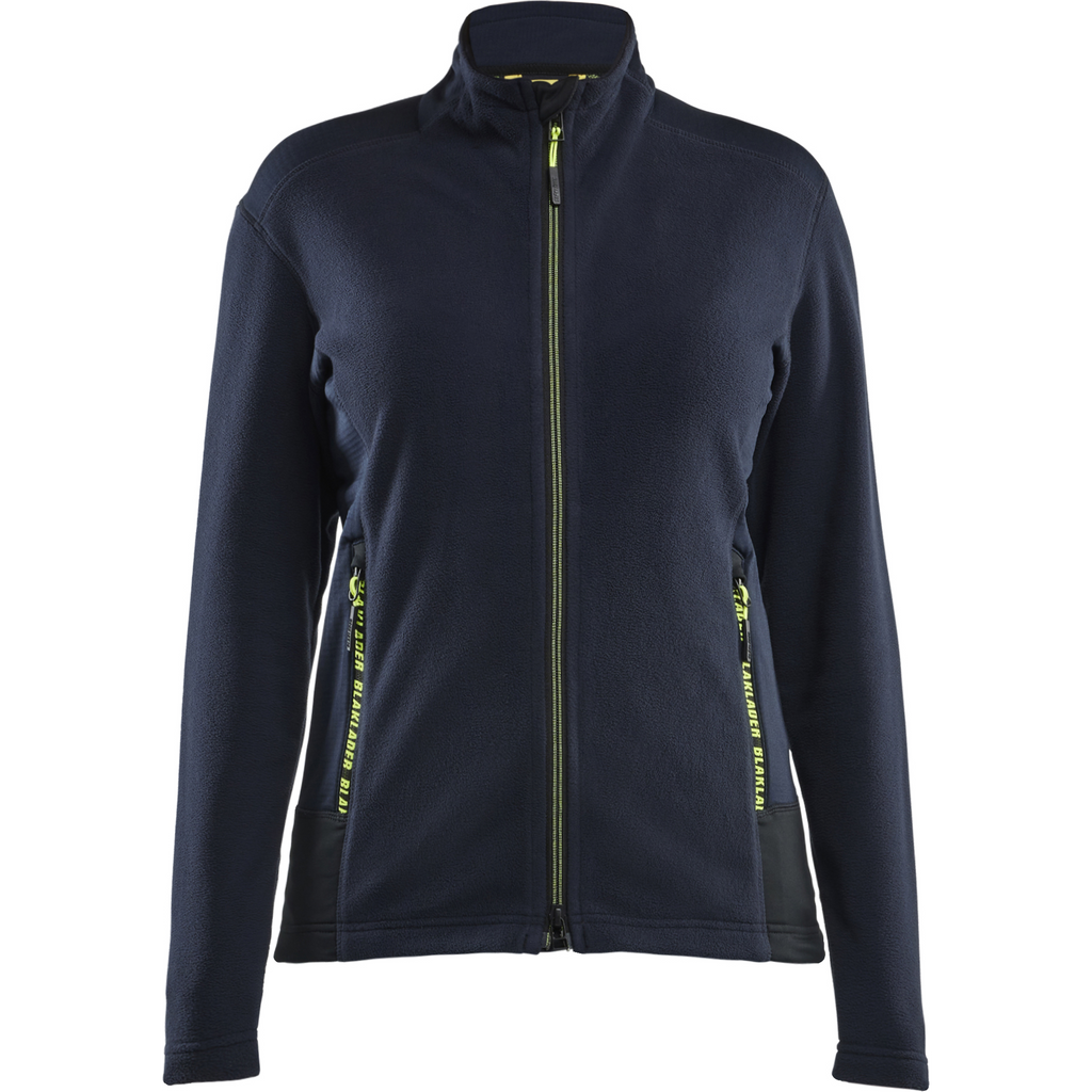 Blaklader Women's Microfleece Jacket, Dark Navy/Yellow