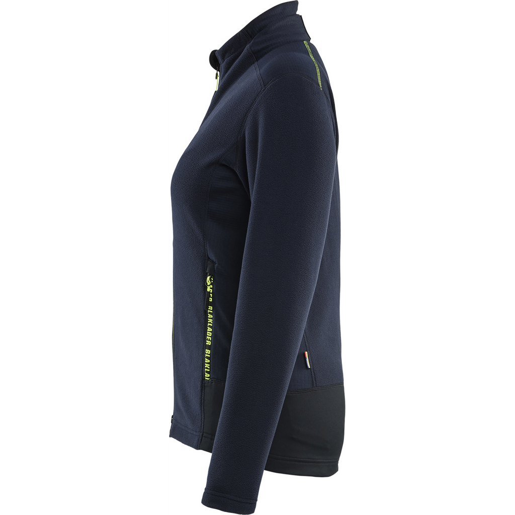 Blaklader Women's Microfleece Jacket, Dark Navy/Yellow (3)