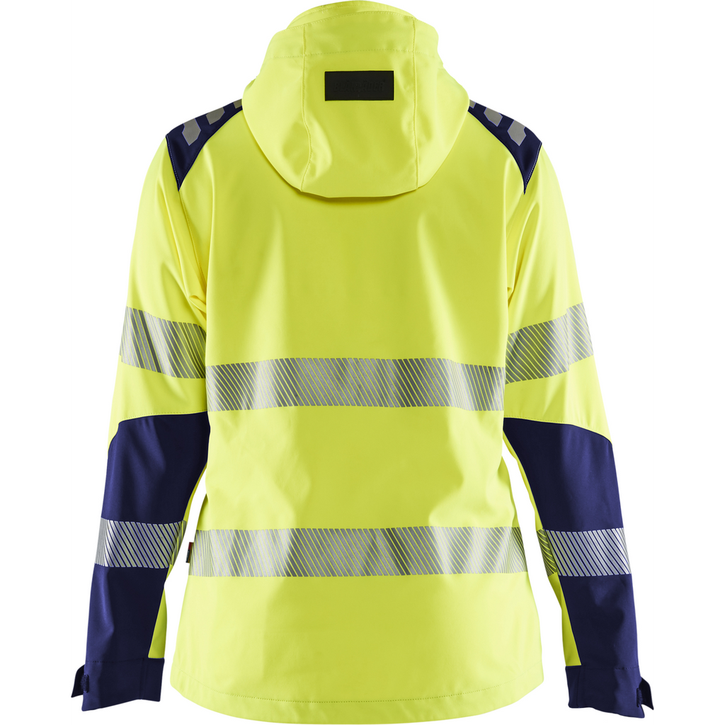 Blaklader High Vis Women's Softshell Jacket, Yellow/Navy Blue (4)