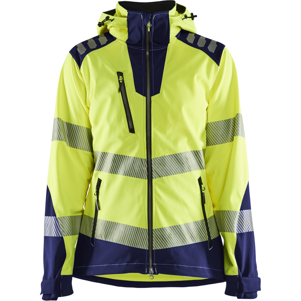 Blaklader High Vis Women's Softshell Jacket, Yellow/Navy Blue