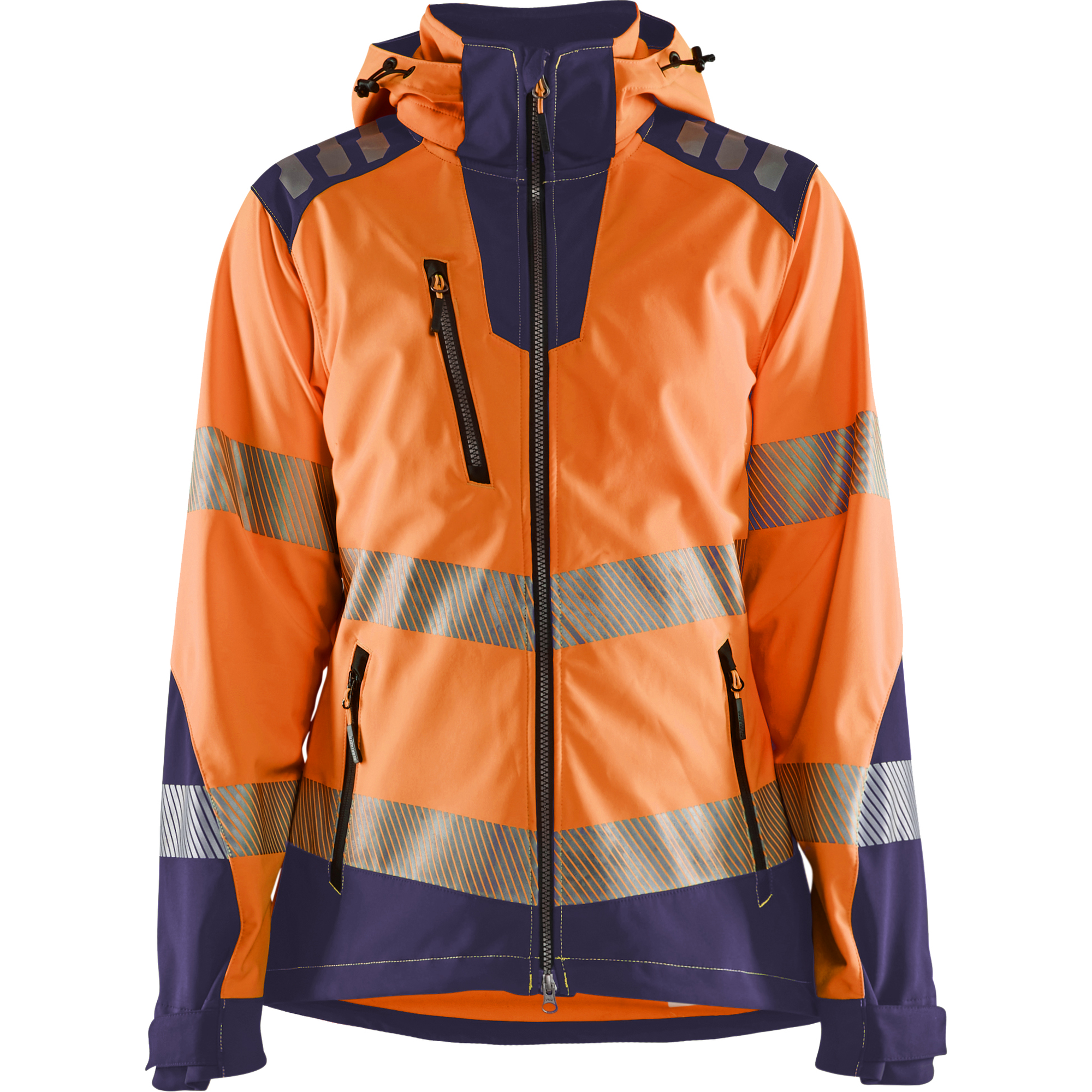 Blaklader High Vis Women's Softshell Jacket, Orange/Navy Blue