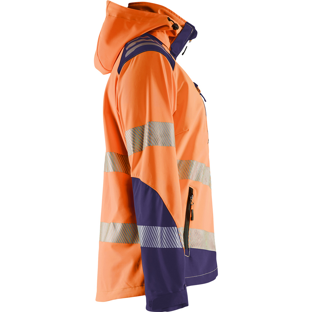 Blaklader High Vis Women's Softshell Jacket, Orange/Navy Blue (2)