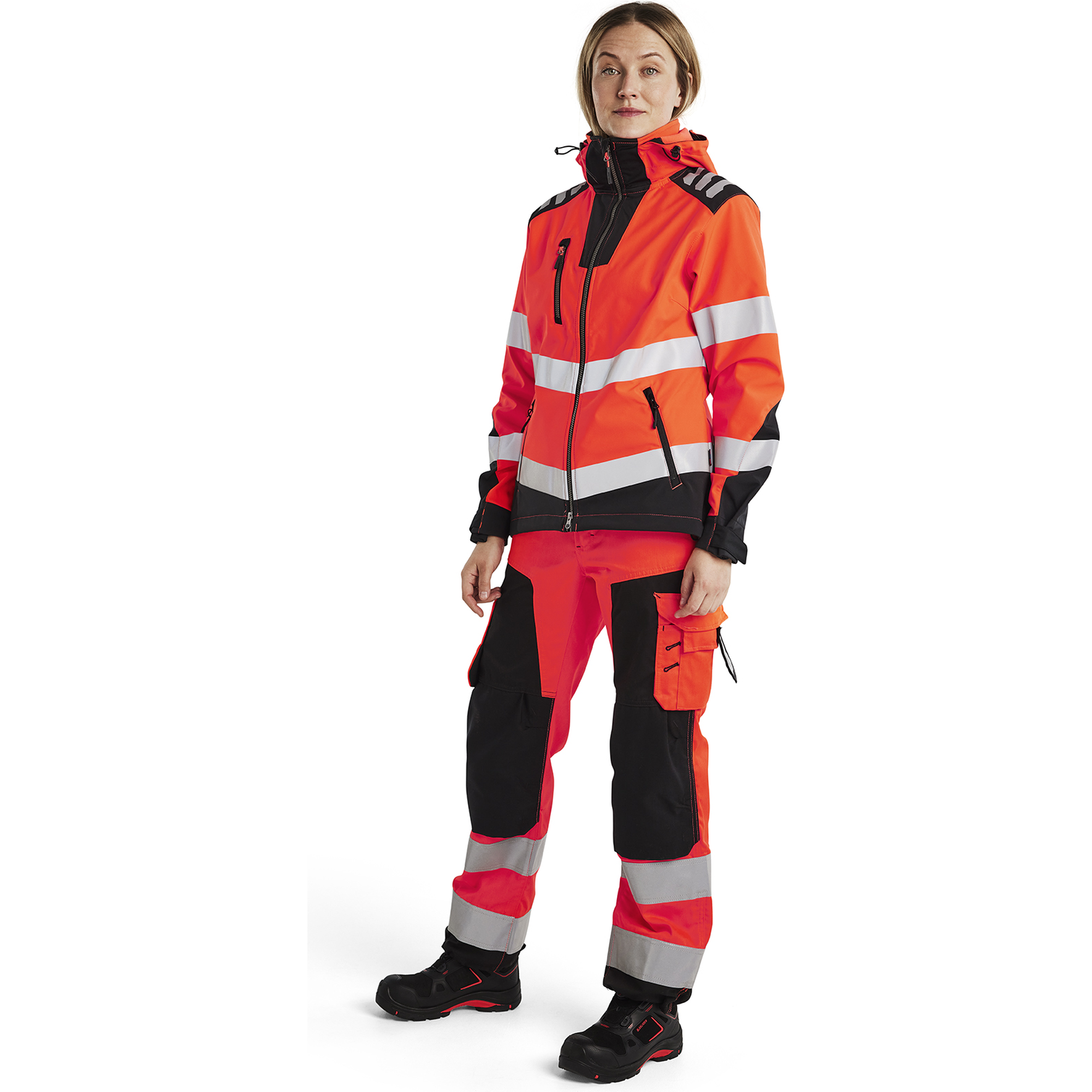 Blaklader High Vis Ladies Softshell Jacket, Red/Black (5)