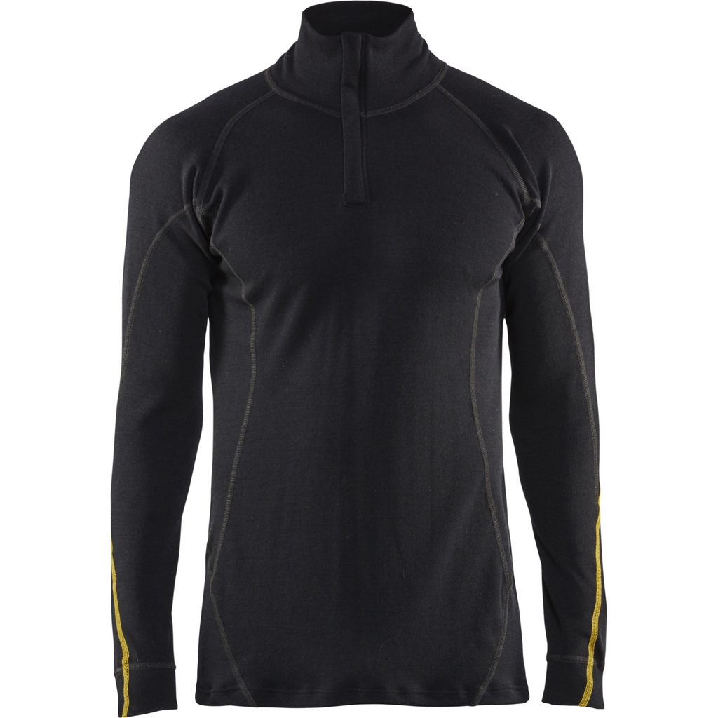 Blaklader Merino Wool Flame Resistant Half-Zip Undershirt, Black