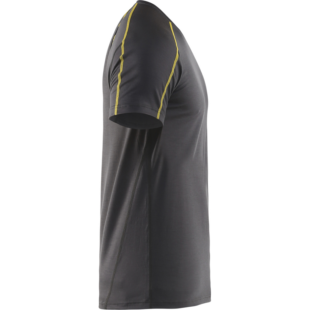 Blaklader XLIGHT Merino Wool Base Layer T-Shirt, Dark Grey/Yellow (2)