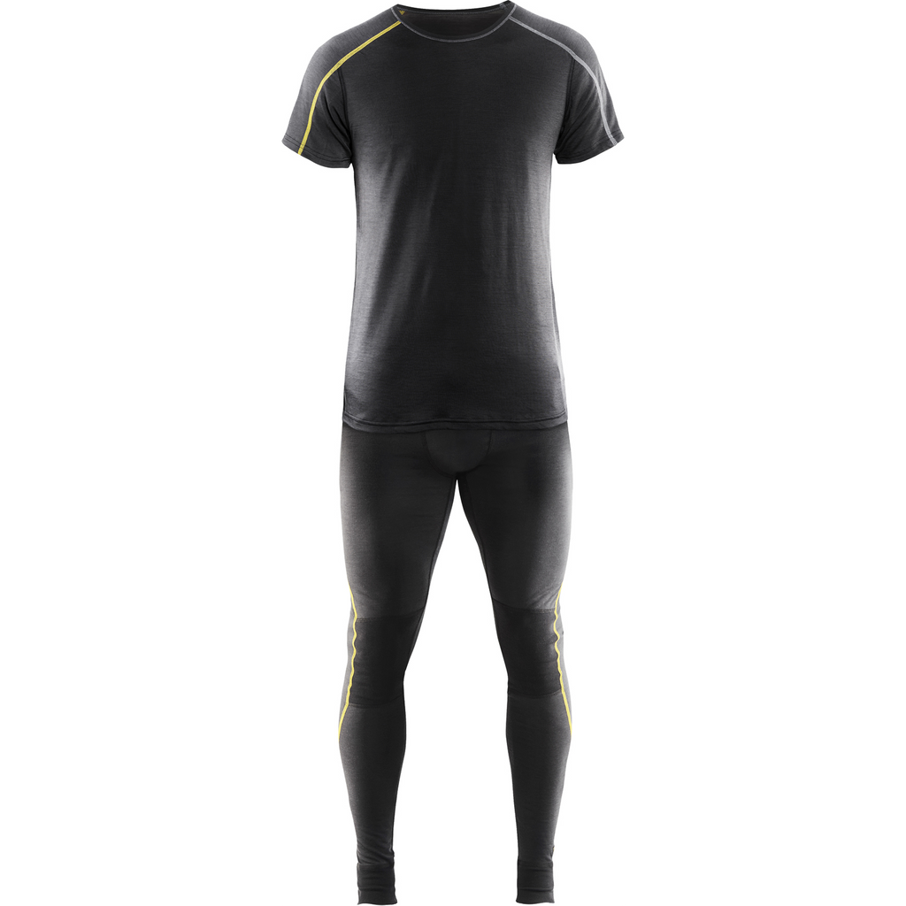 Blaklader XLIGHT Merino Wool Base Layer T-Shirt, Dark Grey/Yellow (6)