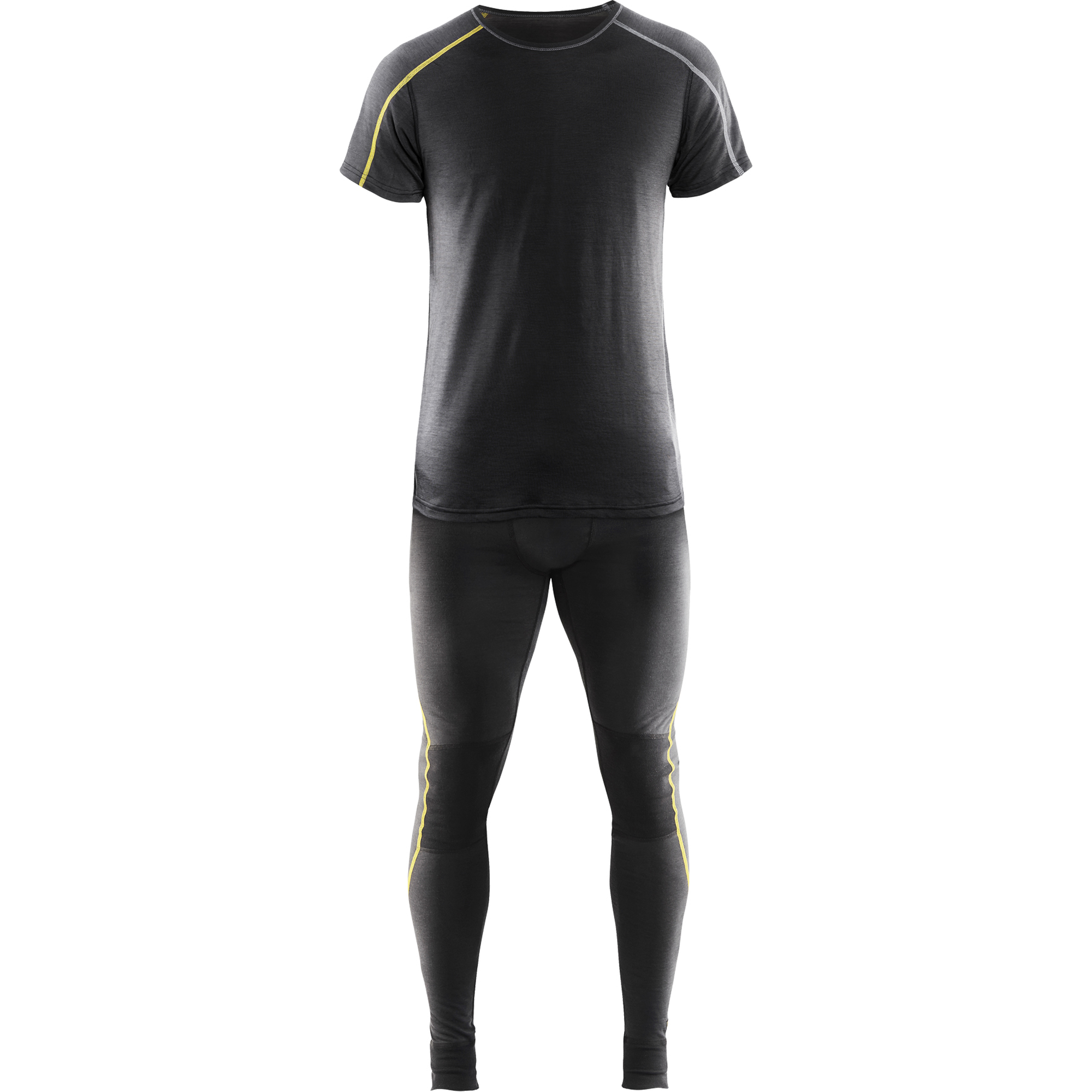 Blaklader XLIGHT Merino Wool Base Layer T-Shirt, Dark Grey/Yellow (6)